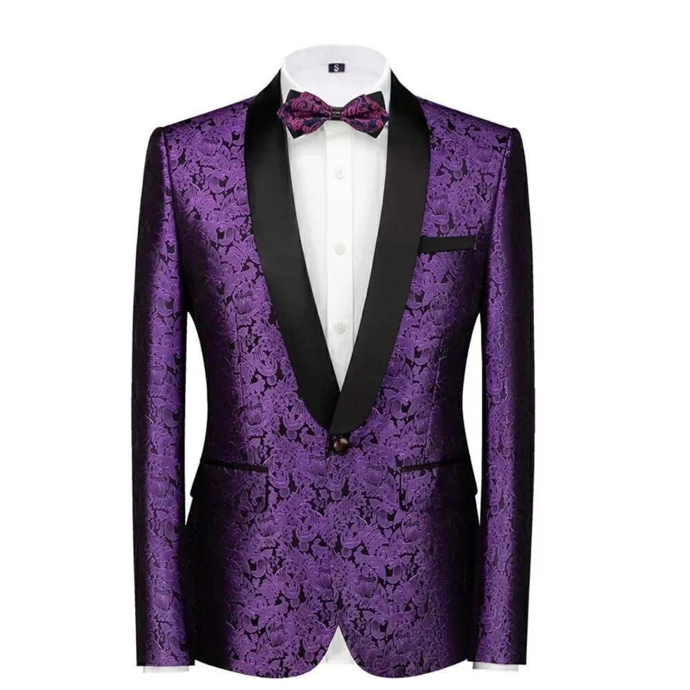Men’s Purple Paisley Tuxedo Jacket Prom Party Wedding Size 30 NWOT